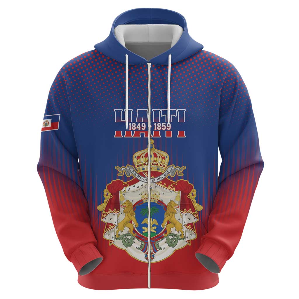 Personalized Second Empire of Haiti 1849-1859 Zip Hoodie Imperial Coat Of Arms Flag Style