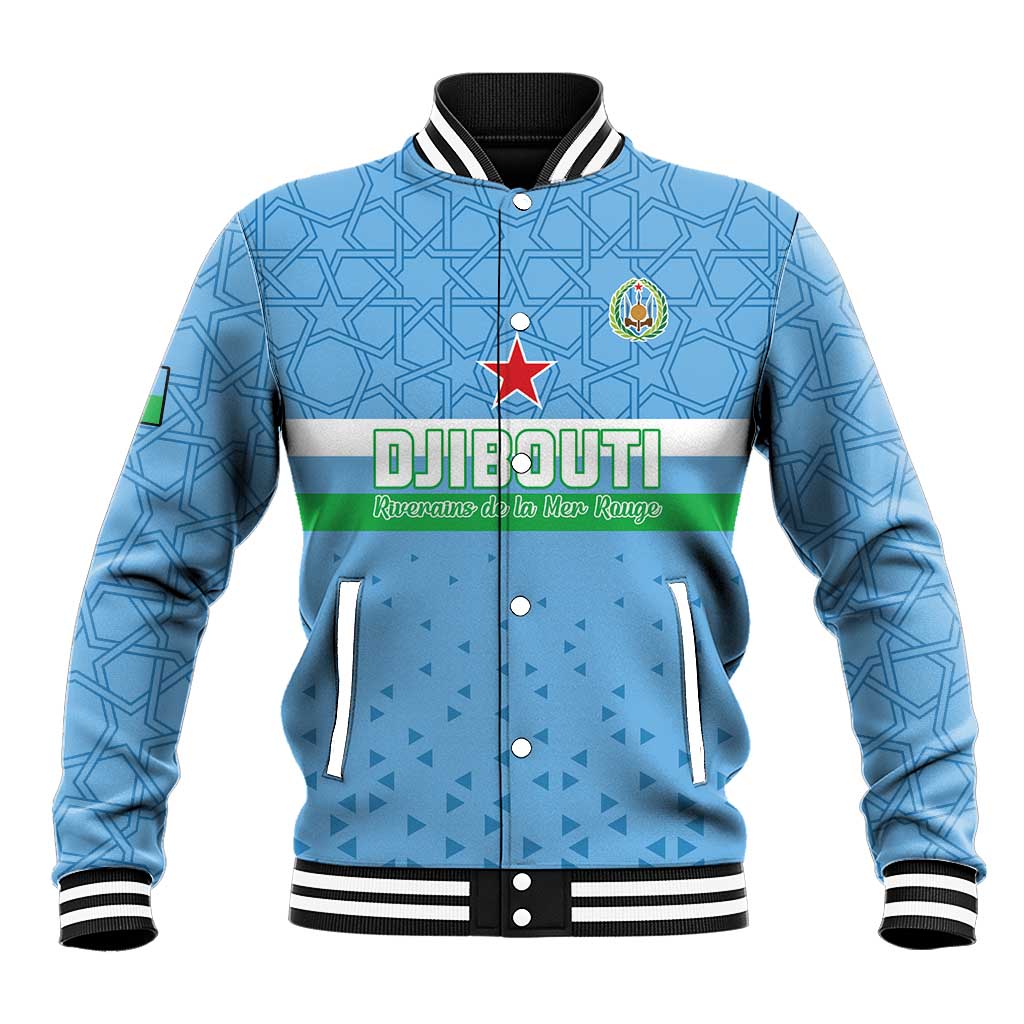 Custom Djibouti Football Baseball Jacket Come On Riverains de la Mer Rouge