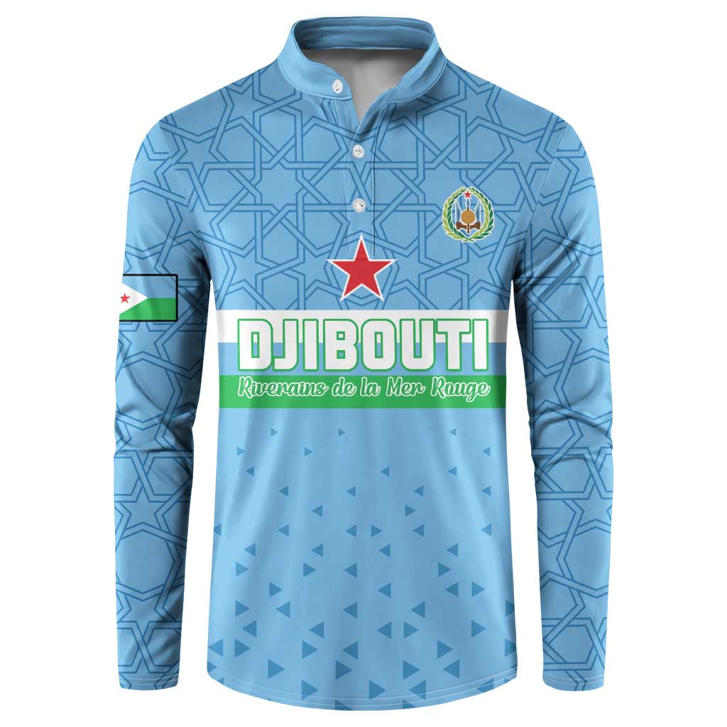 Custom Djibouti Football Button Sweatshirt Come On Riverains de la Mer Rouge