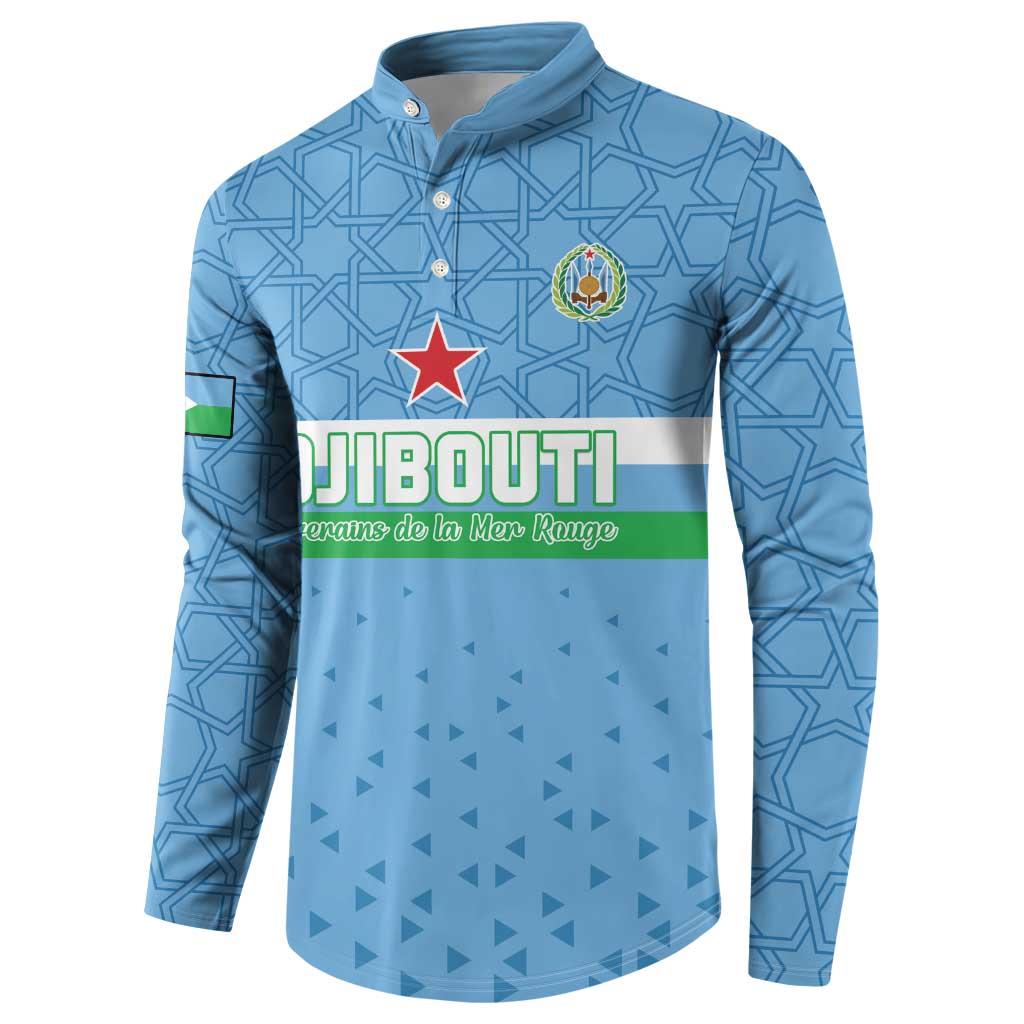 Custom Djibouti Football Button Sweatshirt Come On Riverains de la Mer Rouge