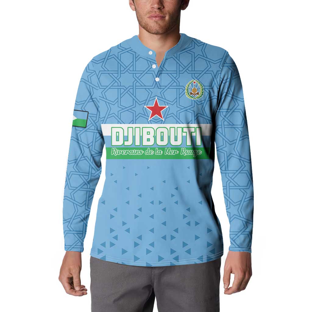Custom Djibouti Football Button Sweatshirt Come On Riverains de la Mer Rouge