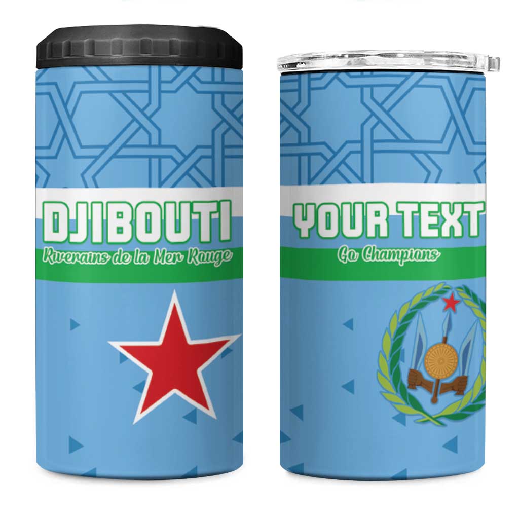 Custom Djibouti Football 4 in 1 Can Cooler Tumbler Come On Riverains de la Mer Rouge