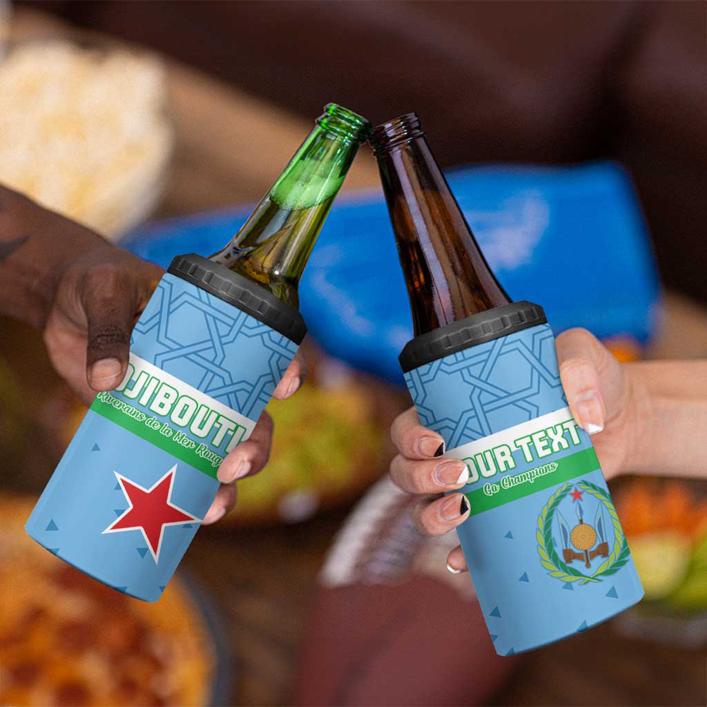 Custom Djibouti Football 4 in 1 Can Cooler Tumbler Come On Riverains de la Mer Rouge