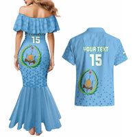 Custom Djibouti Football Couples Matching Mermaid Dress and Hawaiian Shirt Come On Riverains de la Mer Rouge