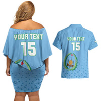 Custom Djibouti Football Couples Matching Off Shoulder Short Dress and Hawaiian Shirt Come On Riverains de la Mer Rouge