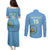 Custom Djibouti Football Couples Matching Puletasi and Long Sleeve Button Shirt Come On Riverains de la Mer Rouge