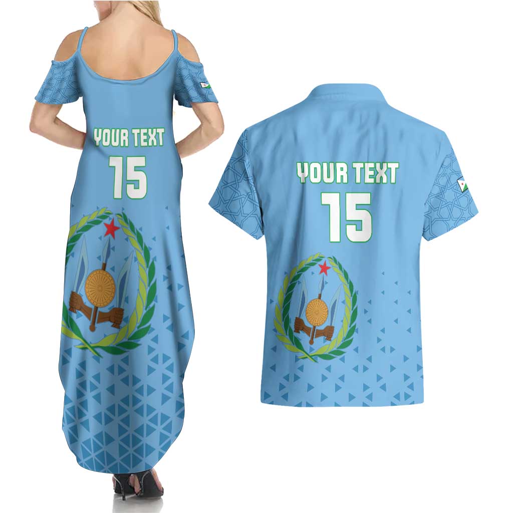 Custom Djibouti Football Couples Matching Summer Maxi Dress and Hawaiian Shirt Come On Riverains de la Mer Rouge