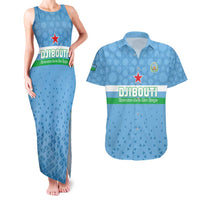 Custom Djibouti Football Couples Matching Tank Maxi Dress and Hawaiian Shirt Come On Riverains de la Mer Rouge