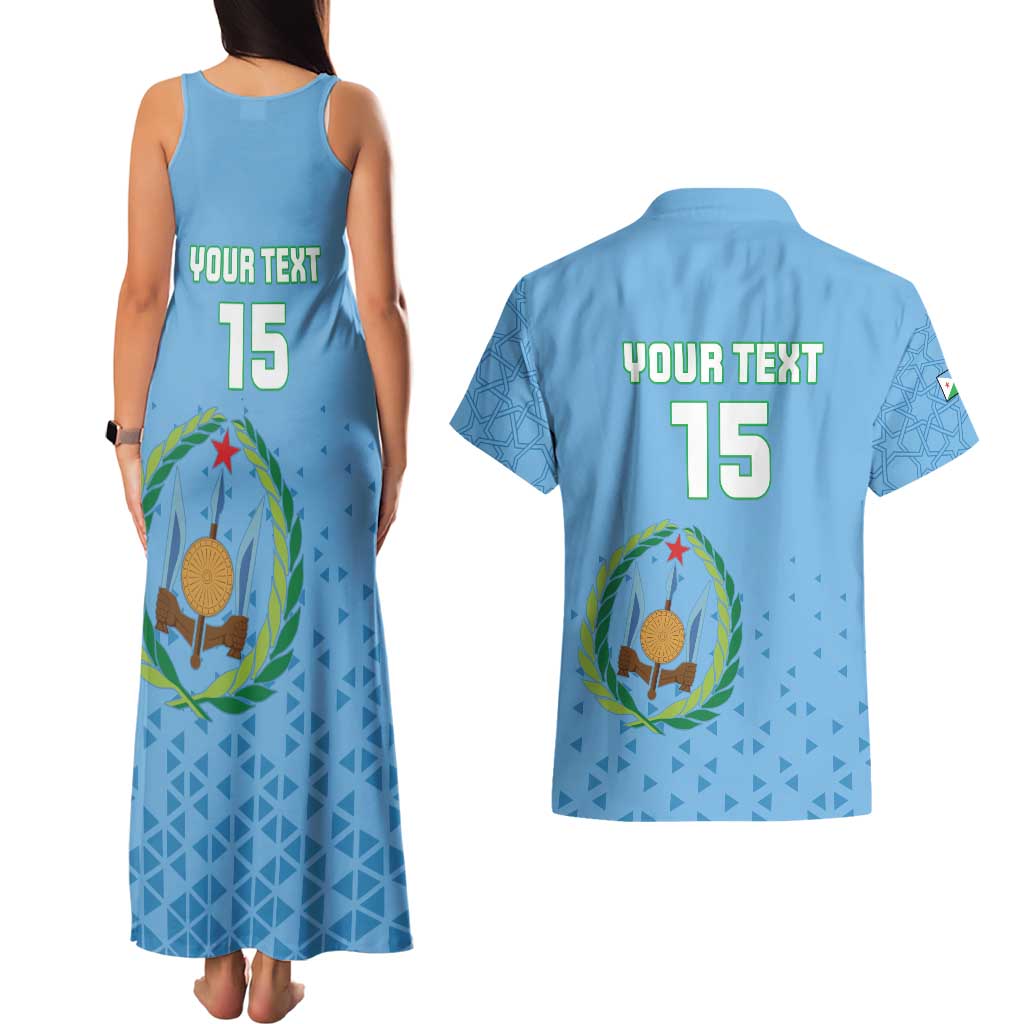 Custom Djibouti Football Couples Matching Tank Maxi Dress and Hawaiian Shirt Come On Riverains de la Mer Rouge