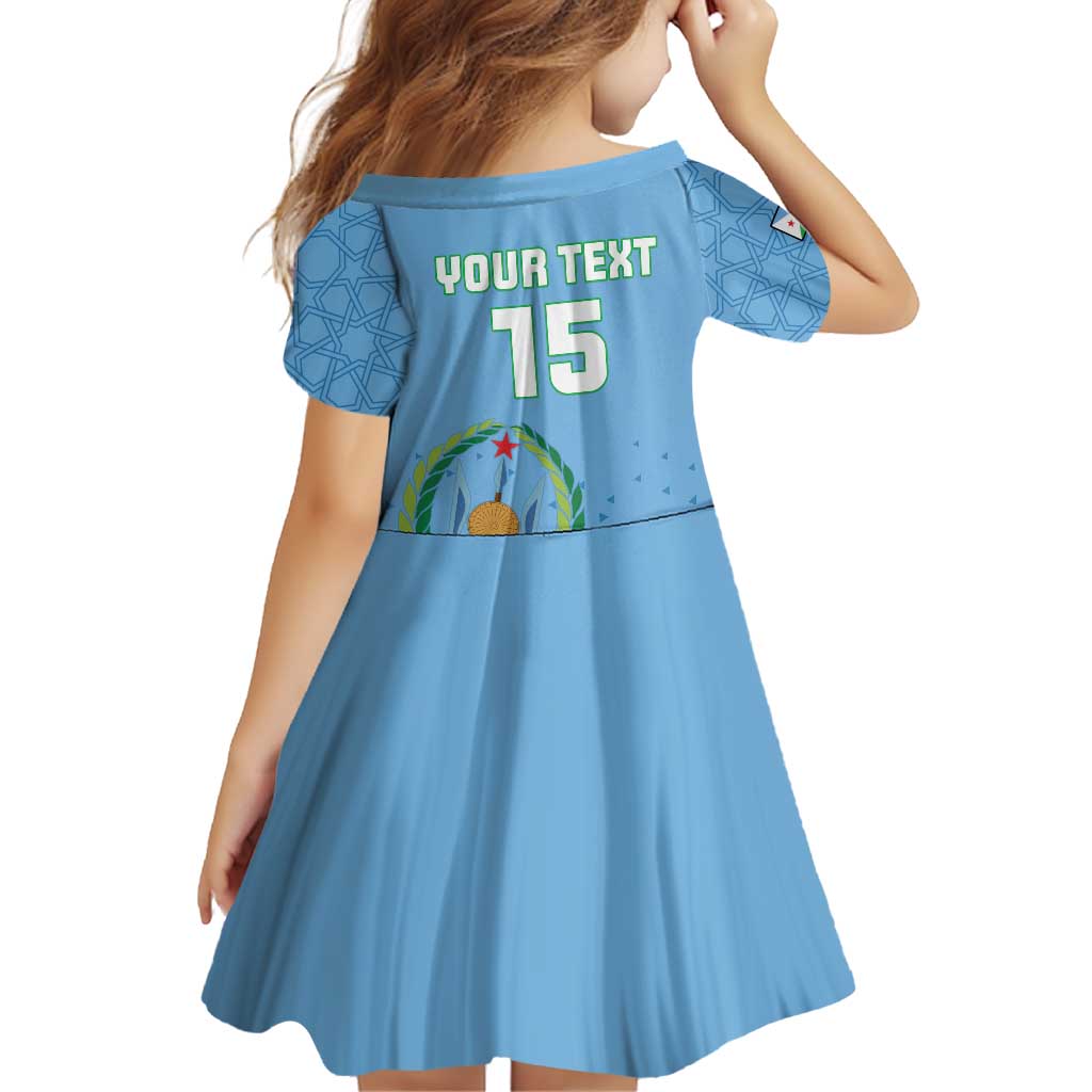 Custom Djibouti Football Family Matching Off Shoulder Short Dress and Hawaiian Shirt Come On Riverains de la Mer Rouge