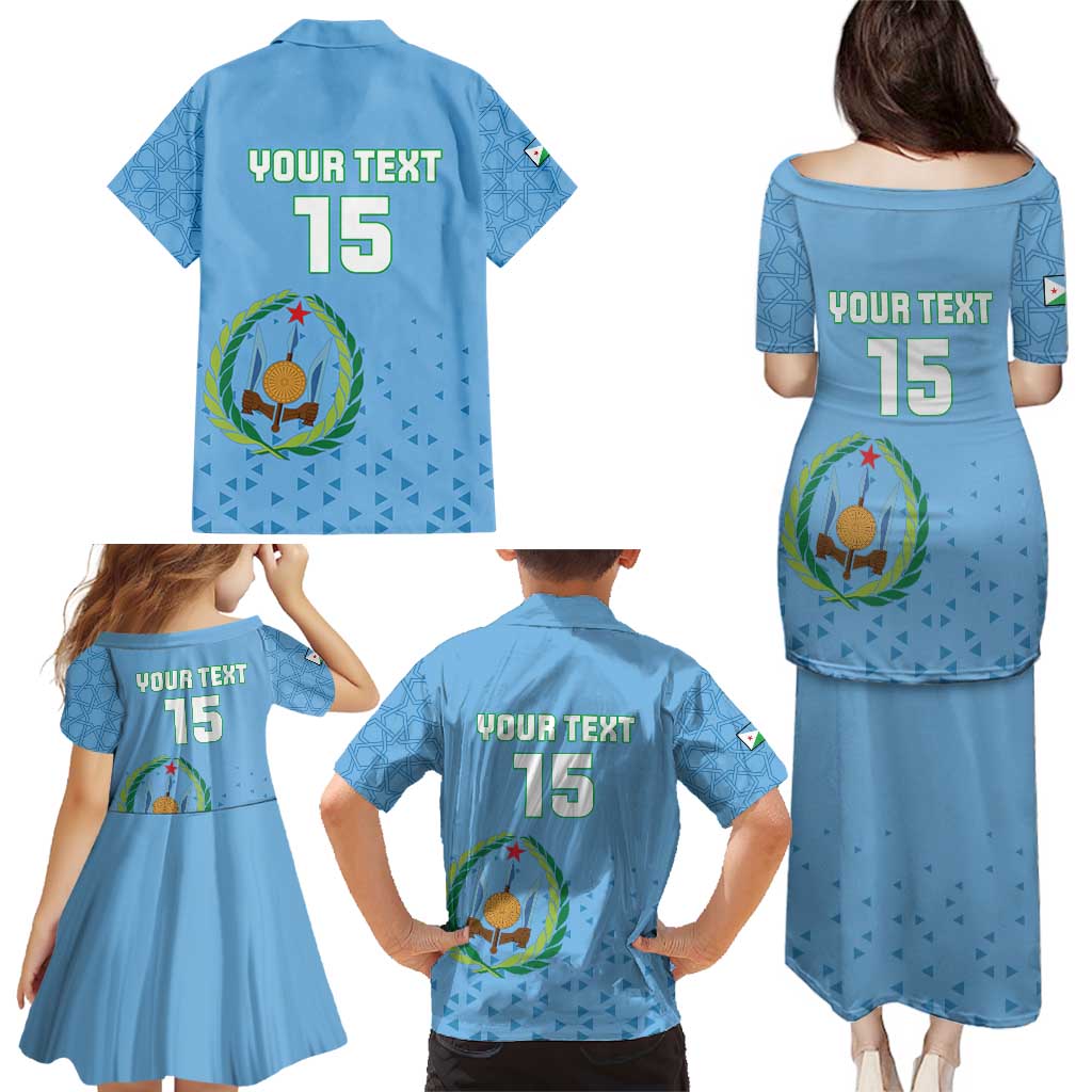 Custom Djibouti Football Family Matching Puletasi and Hawaiian Shirt Come On Riverains de la Mer Rouge