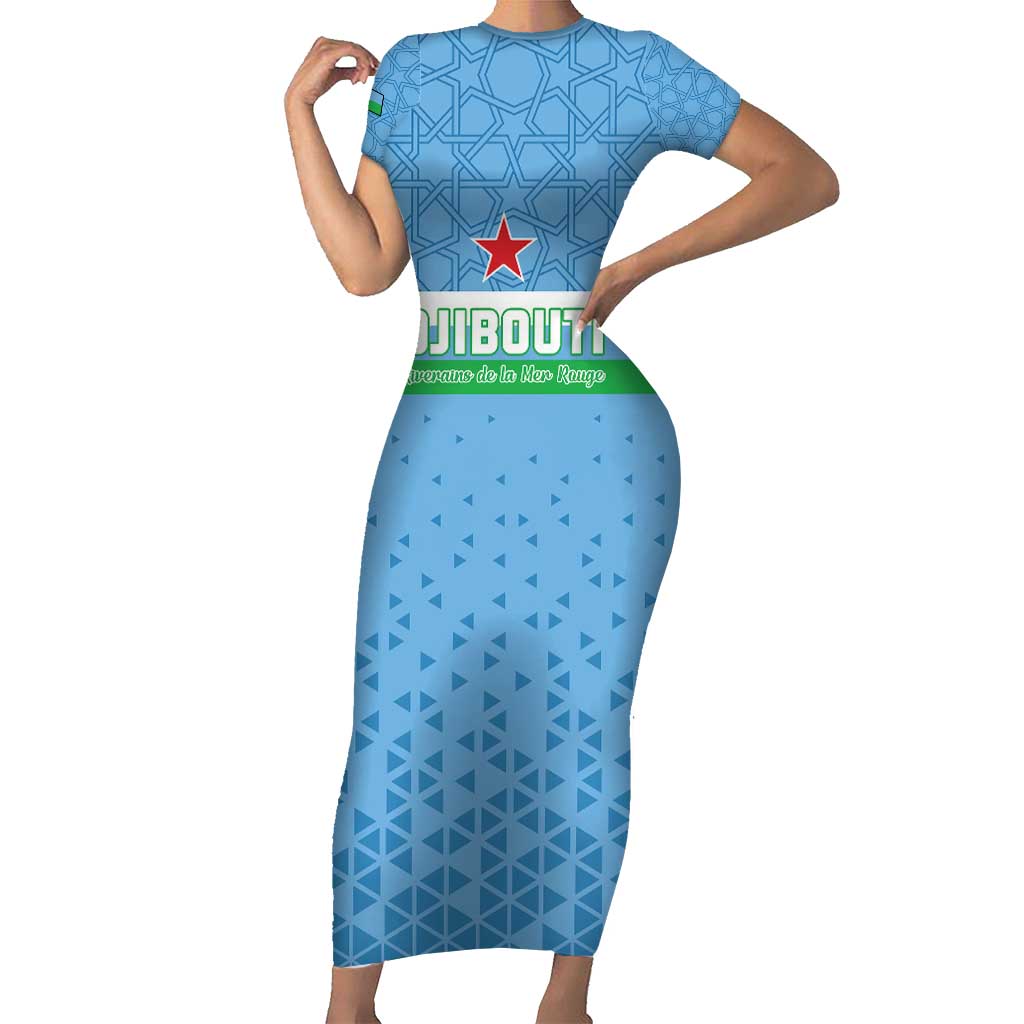 Custom Djibouti Football Family Matching Short Sleeve Bodycon Dress and Hawaiian Shirt Come On Riverains de la Mer Rouge