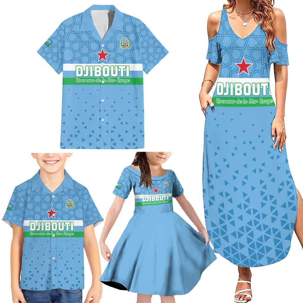 Custom Djibouti Football Family Matching Summer Maxi Dress and Hawaiian Shirt Come On Riverains de la Mer Rouge