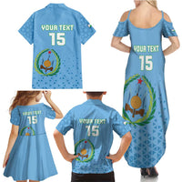 Custom Djibouti Football Family Matching Summer Maxi Dress and Hawaiian Shirt Come On Riverains de la Mer Rouge