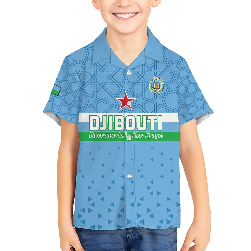 Custom Djibouti Football Kid Hawaiian Shirt Come On Riverains de la Mer Rouge