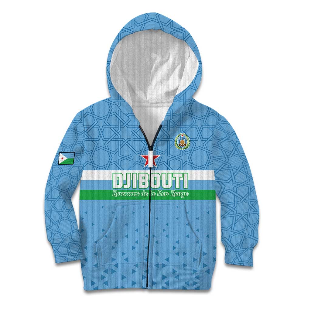 Custom Djibouti Football Kid Hoodie Come On Riverains de la Mer Rouge