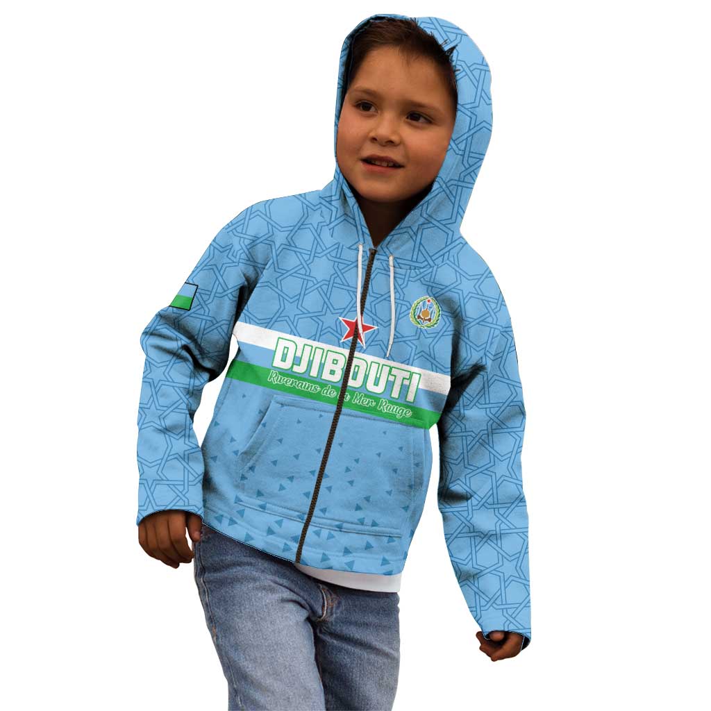 Custom Djibouti Football Kid Hoodie Come On Riverains de la Mer Rouge