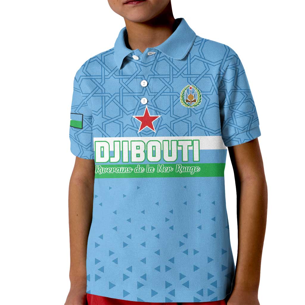 Custom Djibouti Football Kid Polo Shirt Come On Riverains de la Mer Rouge