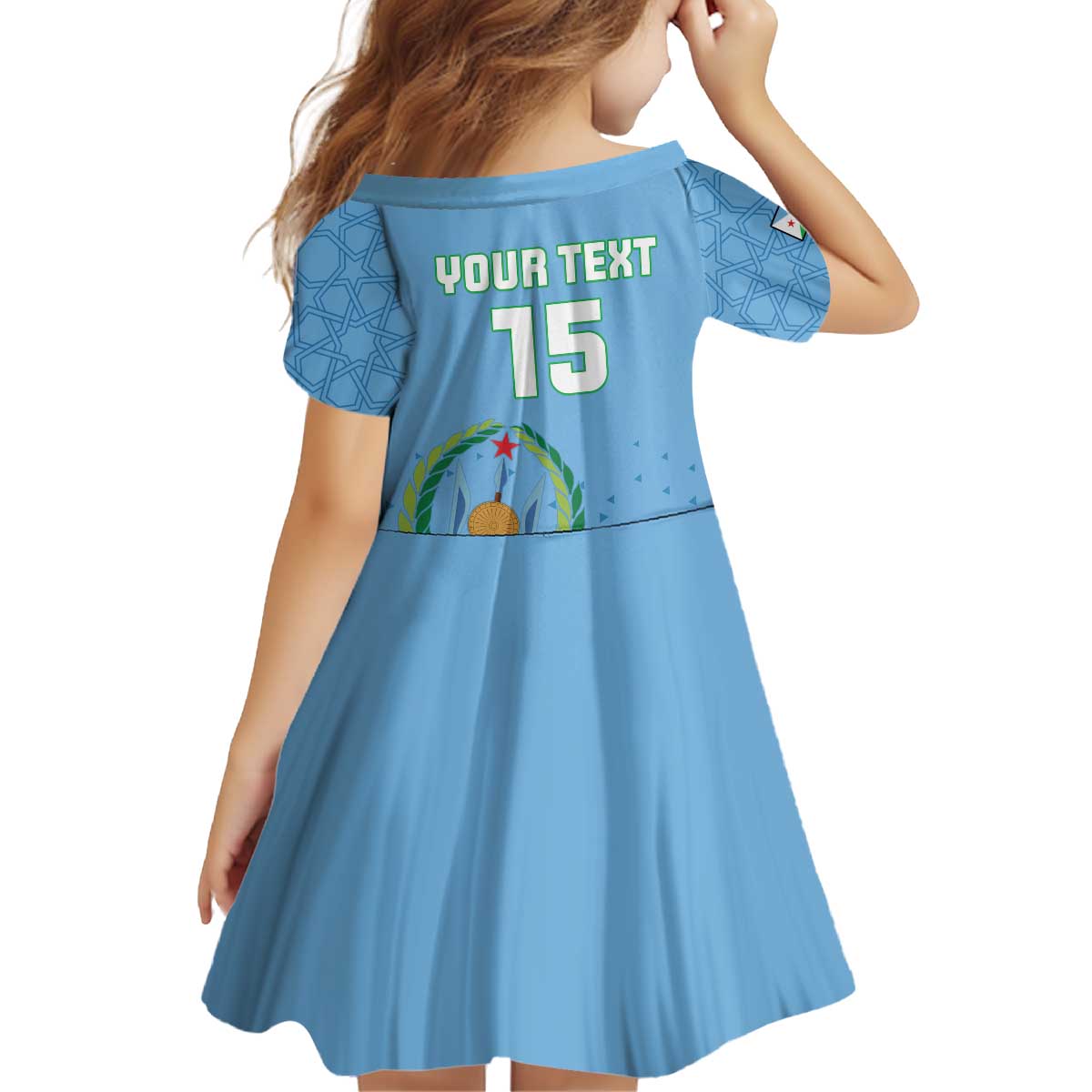 Custom Djibouti Football Kid Short Sleeve Dress Come On Riverains de la Mer Rouge