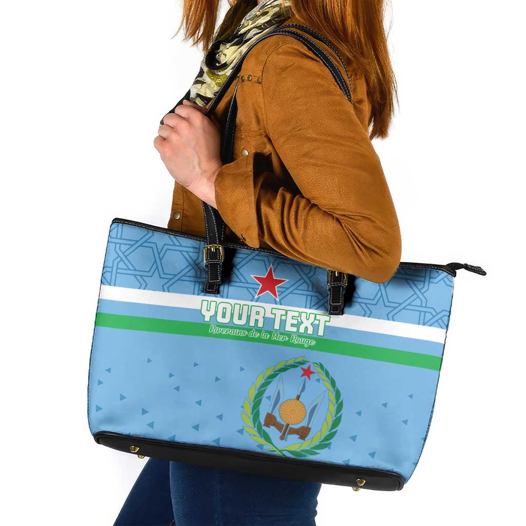 Custom Djibouti Football Leather Tote Bag Come On Riverains de la Mer Rouge