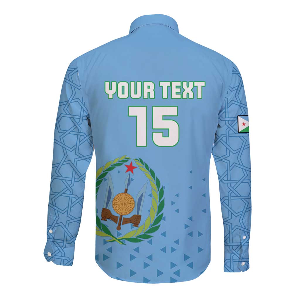 Custom Djibouti Football Long Sleeve Button Shirt Come On Riverains de la Mer Rouge