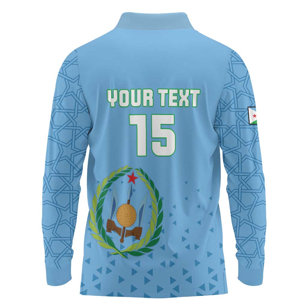 Custom Djibouti Football Long Sleeve Polo Shirt Come On Riverains de la Mer Rouge