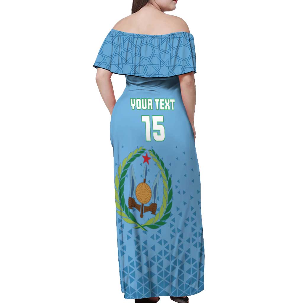 Custom Djibouti Football Off Shoulder Maxi Dress Come On Riverains de la Mer Rouge