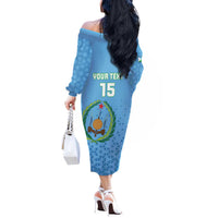 Custom Djibouti Football Off The Shoulder Long Sleeve Dress Come On Riverains de la Mer Rouge