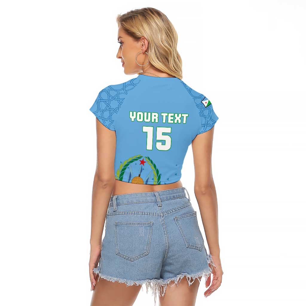 Custom Djibouti Football Raglan Cropped T Shirt Come On Riverains de la Mer Rouge