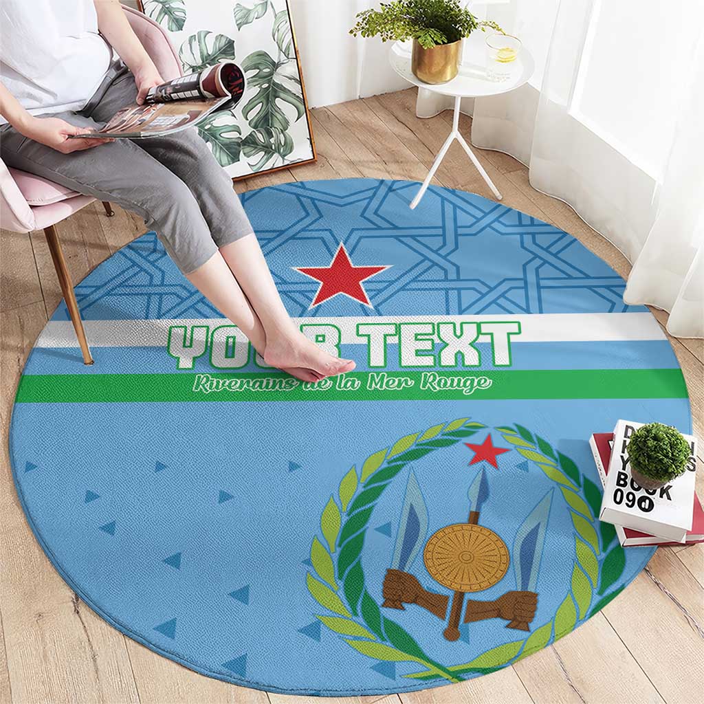 Custom Djibouti Football Round Carpet Come On Riverains de la Mer Rouge