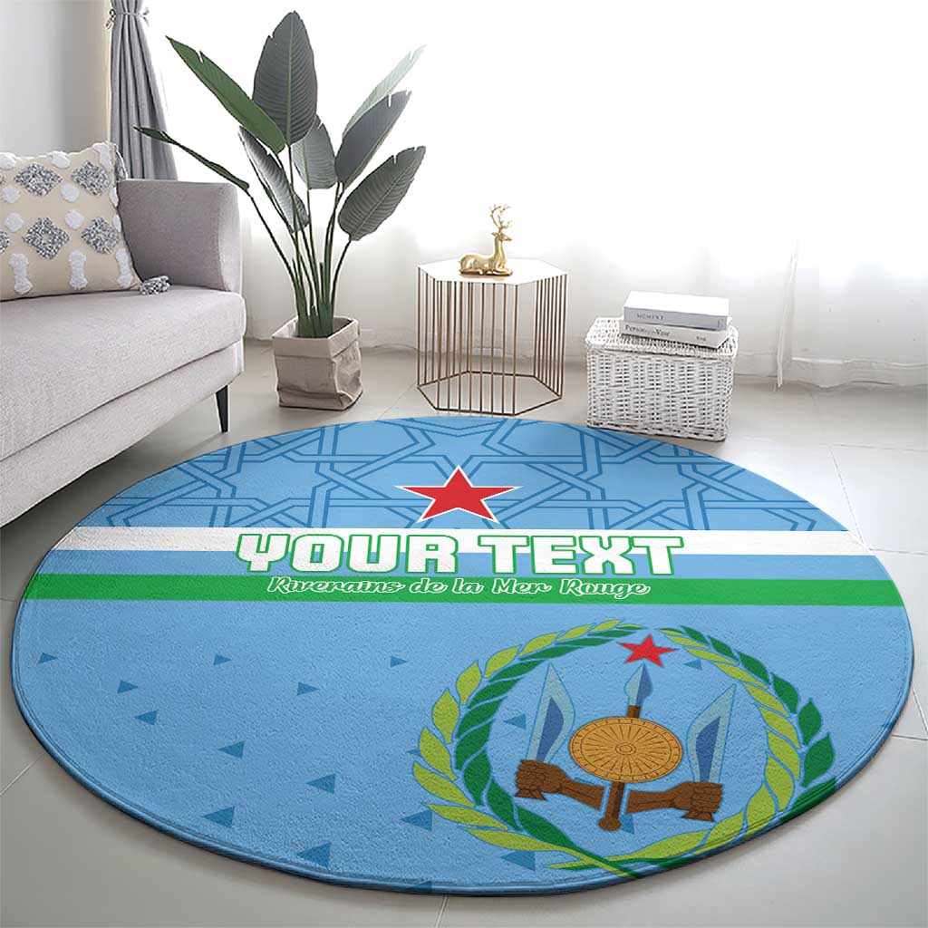 Custom Djibouti Football Round Carpet Come On Riverains de la Mer Rouge
