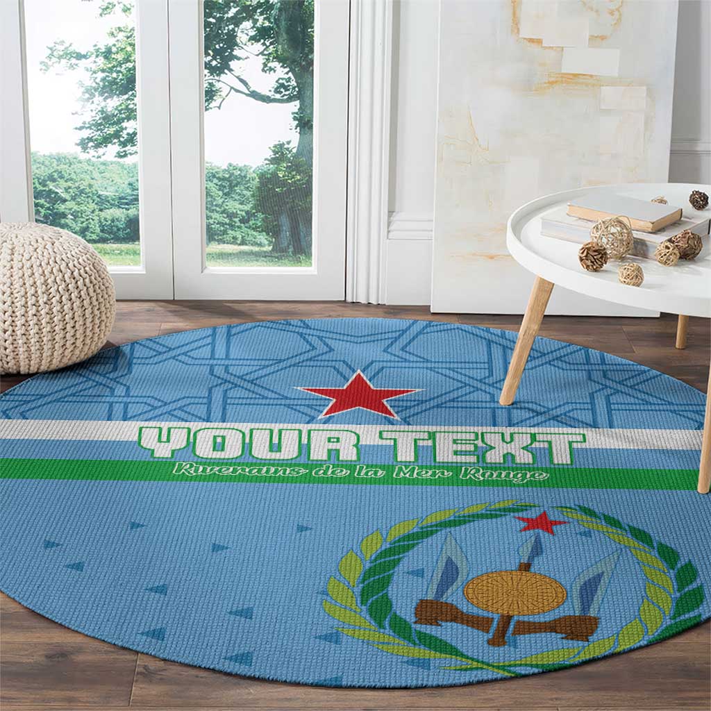 Custom Djibouti Football Round Carpet Come On Riverains de la Mer Rouge
