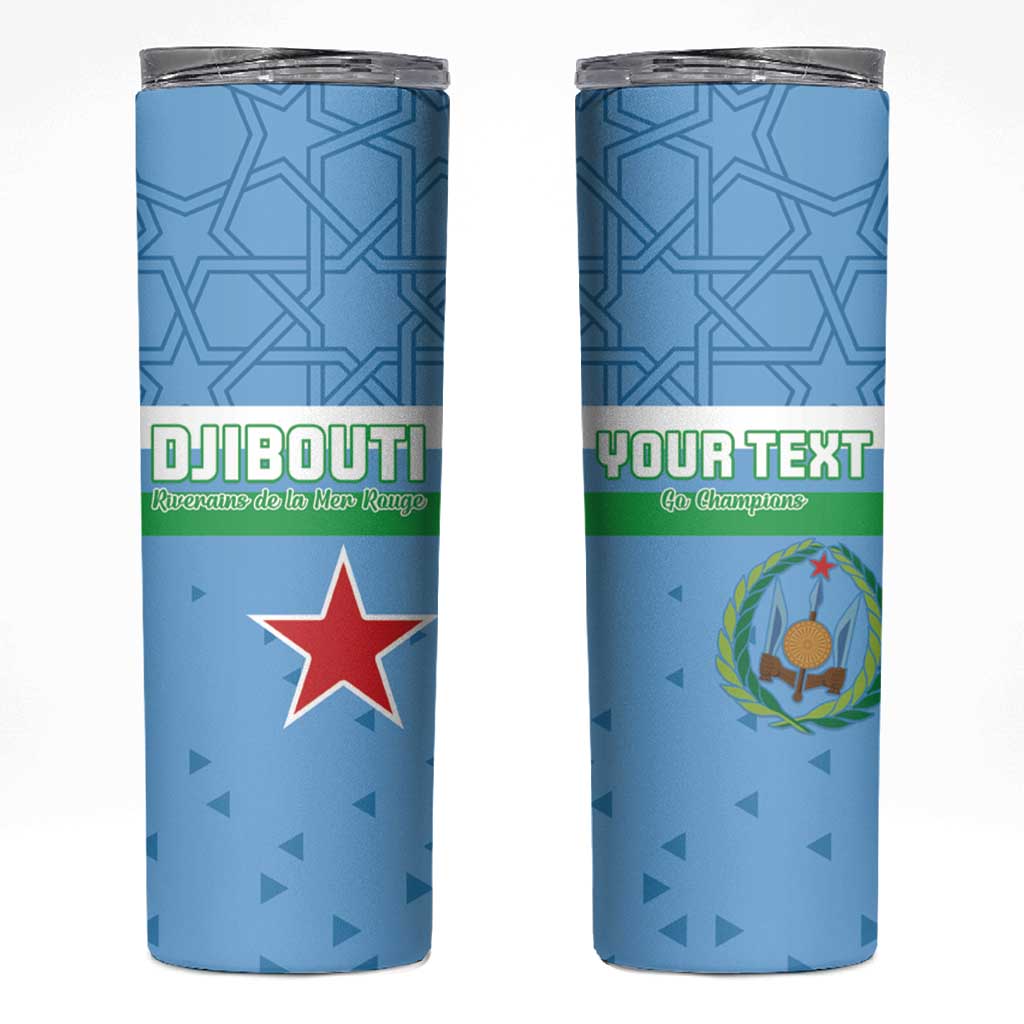 Custom Djibouti Football Skinny Tumbler Come On Riverains de la Mer Rouge