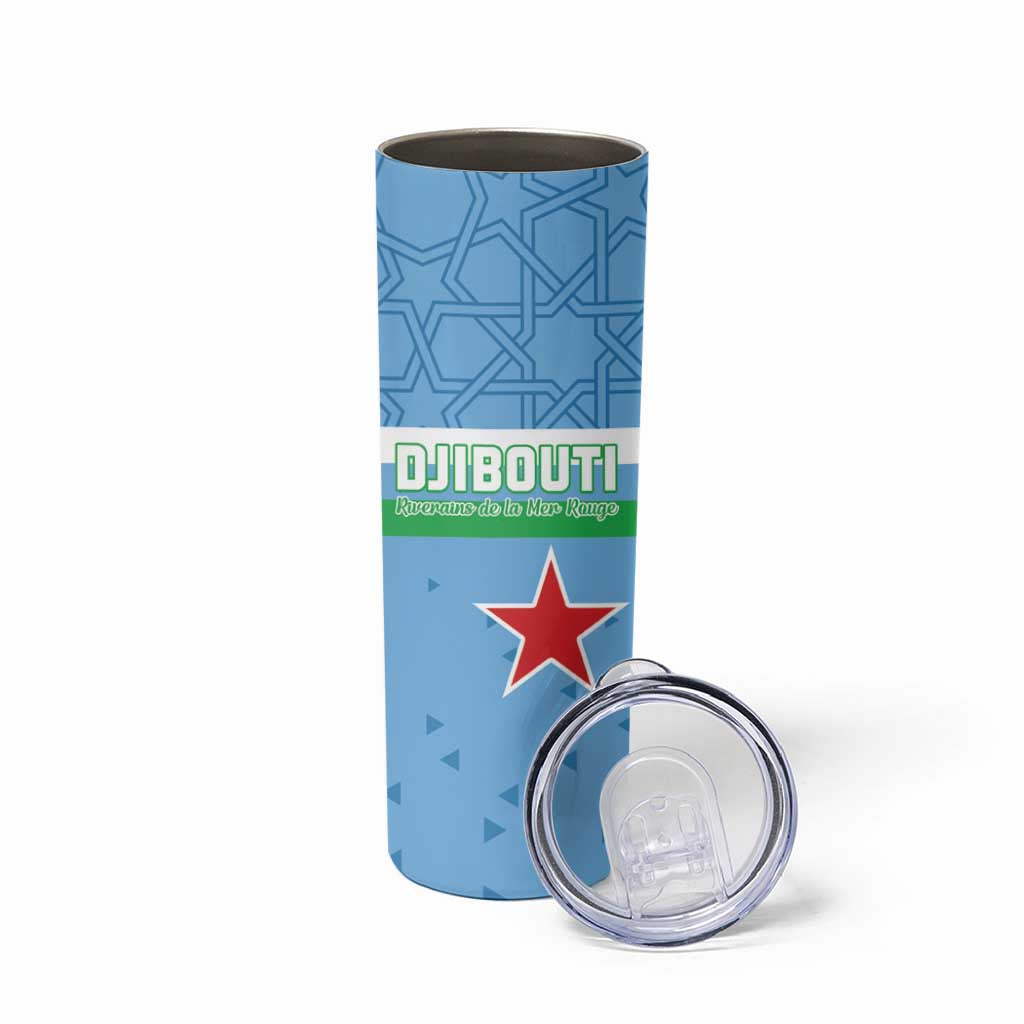 Custom Djibouti Football Skinny Tumbler Come On Riverains de la Mer Rouge