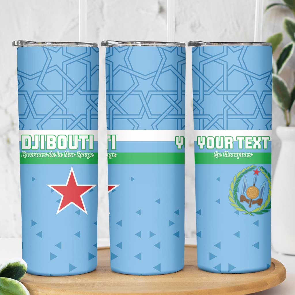 Custom Djibouti Football Skinny Tumbler Come On Riverains de la Mer Rouge