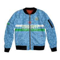 Custom Djibouti Football Sleeve Zip Bomber Jacket Come On Riverains de la Mer Rouge