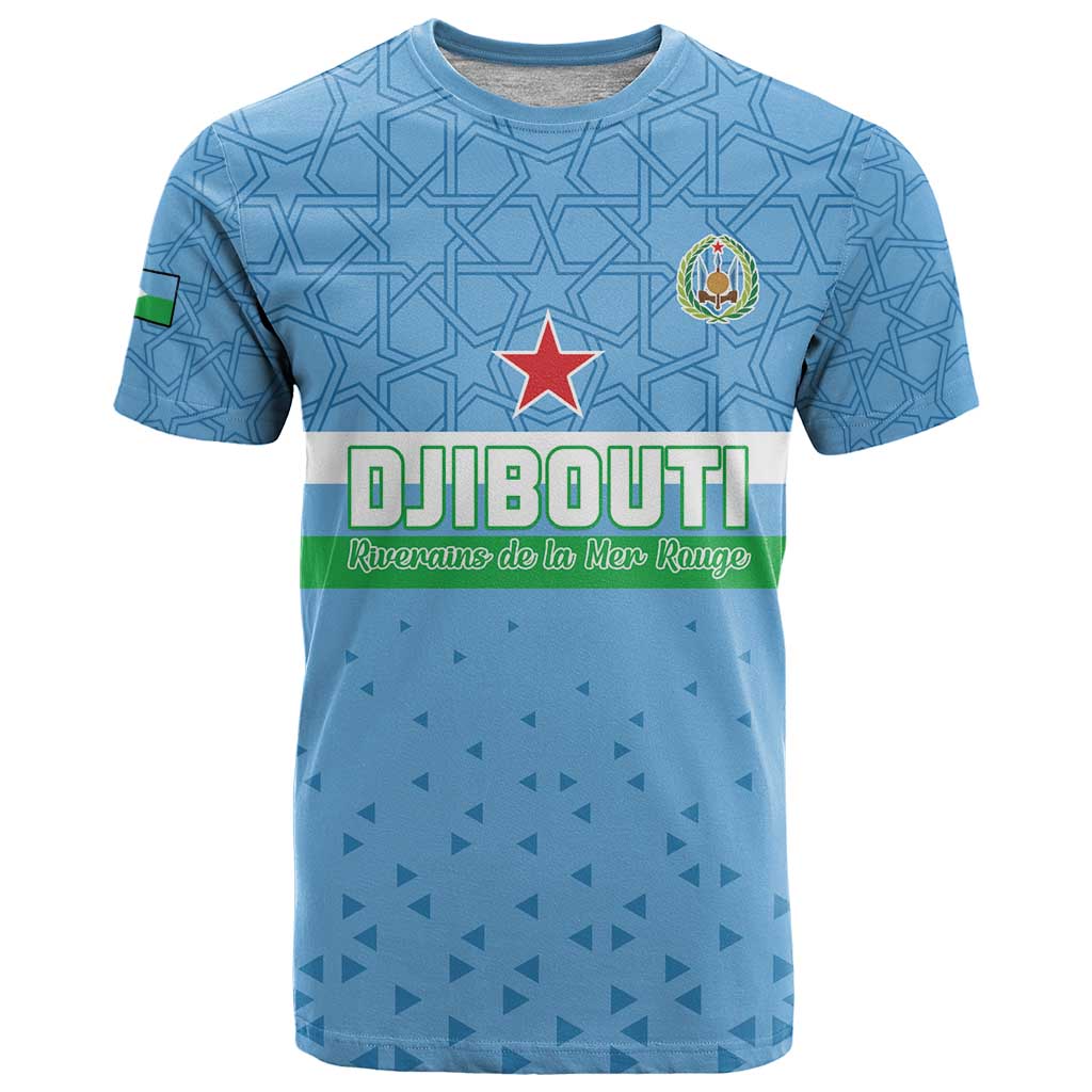Custom Djibouti Football T Shirt Come On Riverains de la Mer Rouge