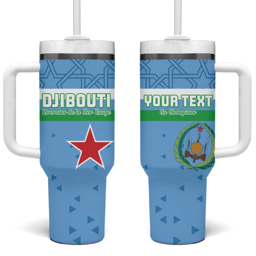 Custom Djibouti Football Tumbler With Handle Come On Riverains de la Mer Rouge