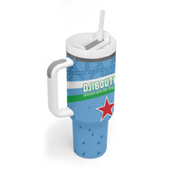 Custom Djibouti Football Tumbler With Handle Come On Riverains de la Mer Rouge