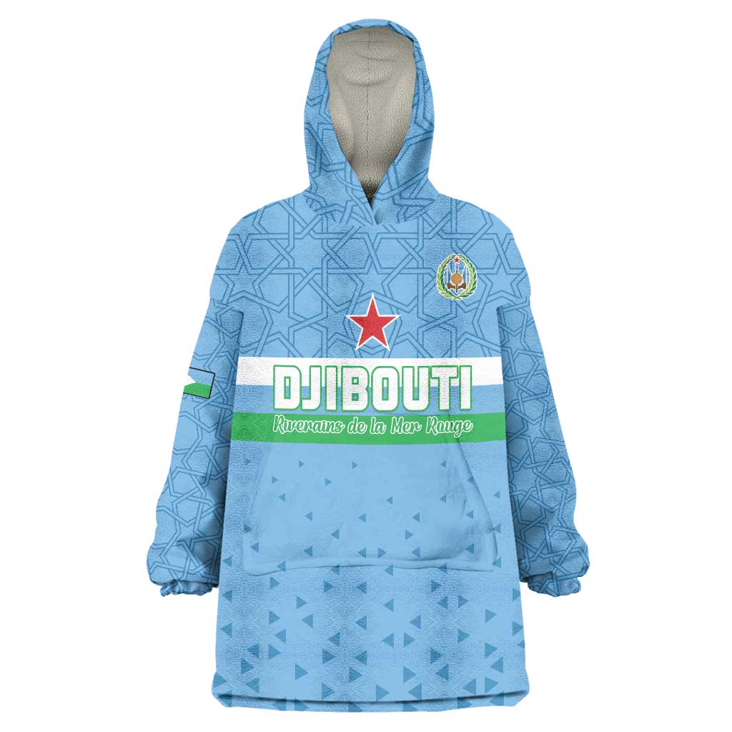 Custom Djibouti Football Wearable Blanket Hoodie Come On Riverains de la Mer Rouge