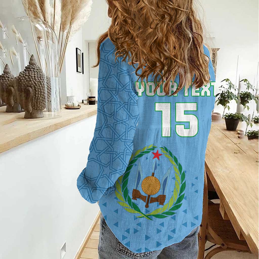 Custom Djibouti Football Women Casual Shirt Come On Riverains de la Mer Rouge