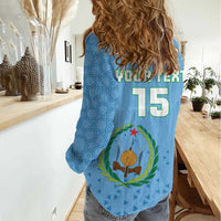 Custom Djibouti Football Women Casual Shirt Come On Riverains de la Mer Rouge