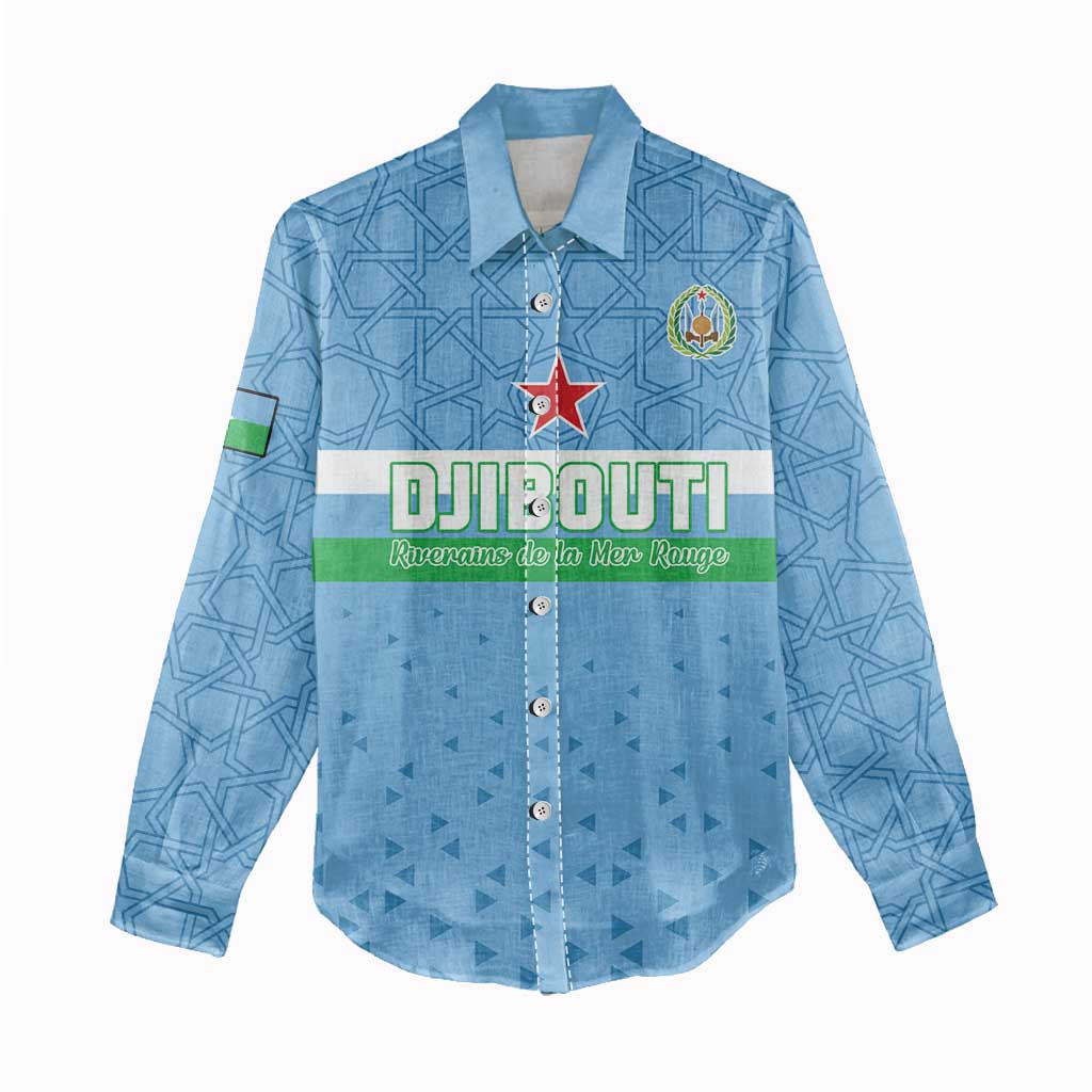 Custom Djibouti Football Women Casual Shirt Come On Riverains de la Mer Rouge