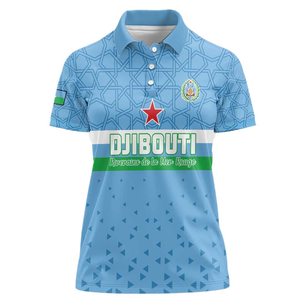 Custom Djibouti Football Women Polo Shirt Come On Riverains de la Mer Rouge