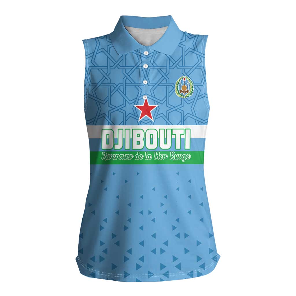 Custom Djibouti Football Women Sleeveless Polo Shirt Come On Riverains de la Mer Rouge