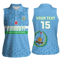 Custom Djibouti Football Women Sleeveless Polo Shirt Come On Riverains de la Mer Rouge