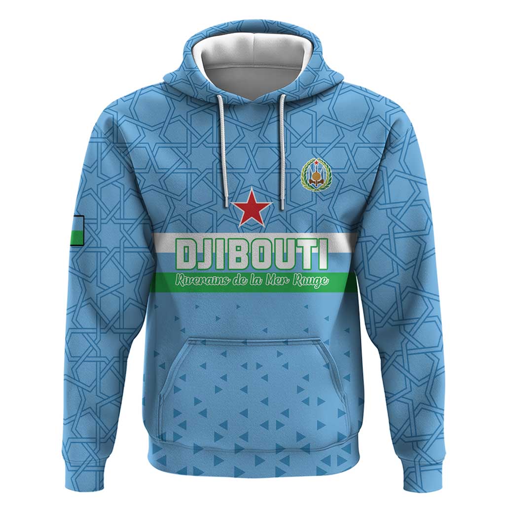 Custom Djibouti Football Zip Hoodie Come On Riverains de la Mer Rouge