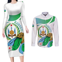 Personalized Djibouti Independence Day Couples Matching Long Sleeve Bodycon Dress and Long Sleeve Button Shirt Midnimo Sinnaan Nabad