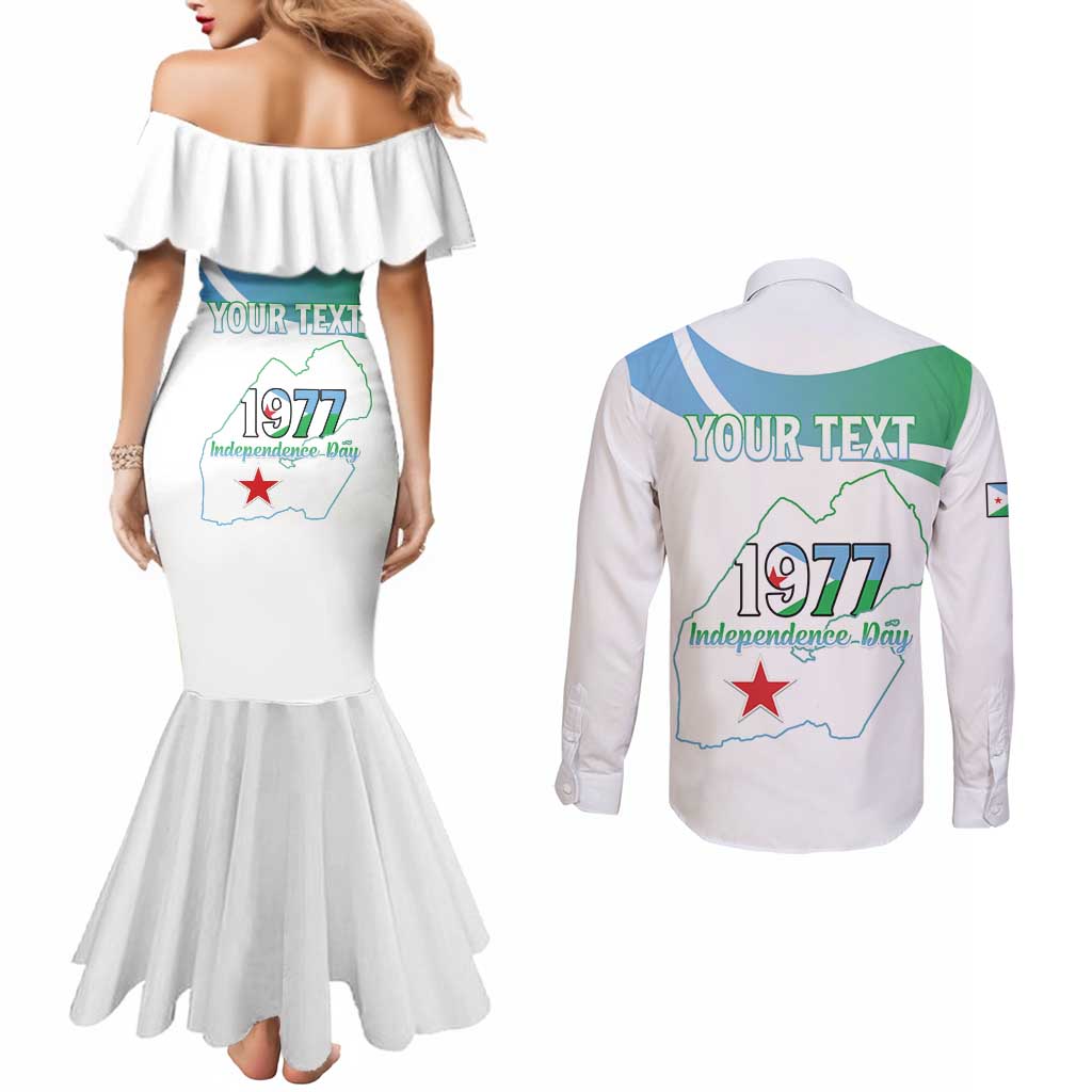 Personalized Djibouti Independence Day Couples Matching Mermaid Dress and Long Sleeve Button Shirt Midnimo Sinnaan Nabad