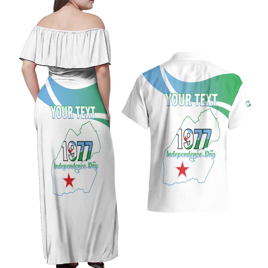 Personalized Djibouti Independence Day Couples Matching Off Shoulder Maxi Dress and Hawaiian Shirt Midnimo Sinnaan Nabad